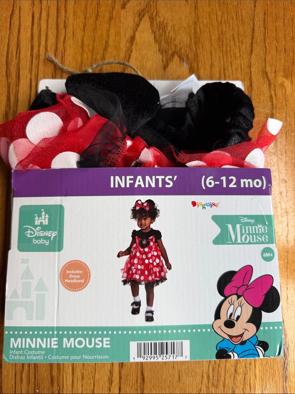 Disney Minnie Mouse Infant Red & White Polka Dot Dress Costume 6-12 Months New